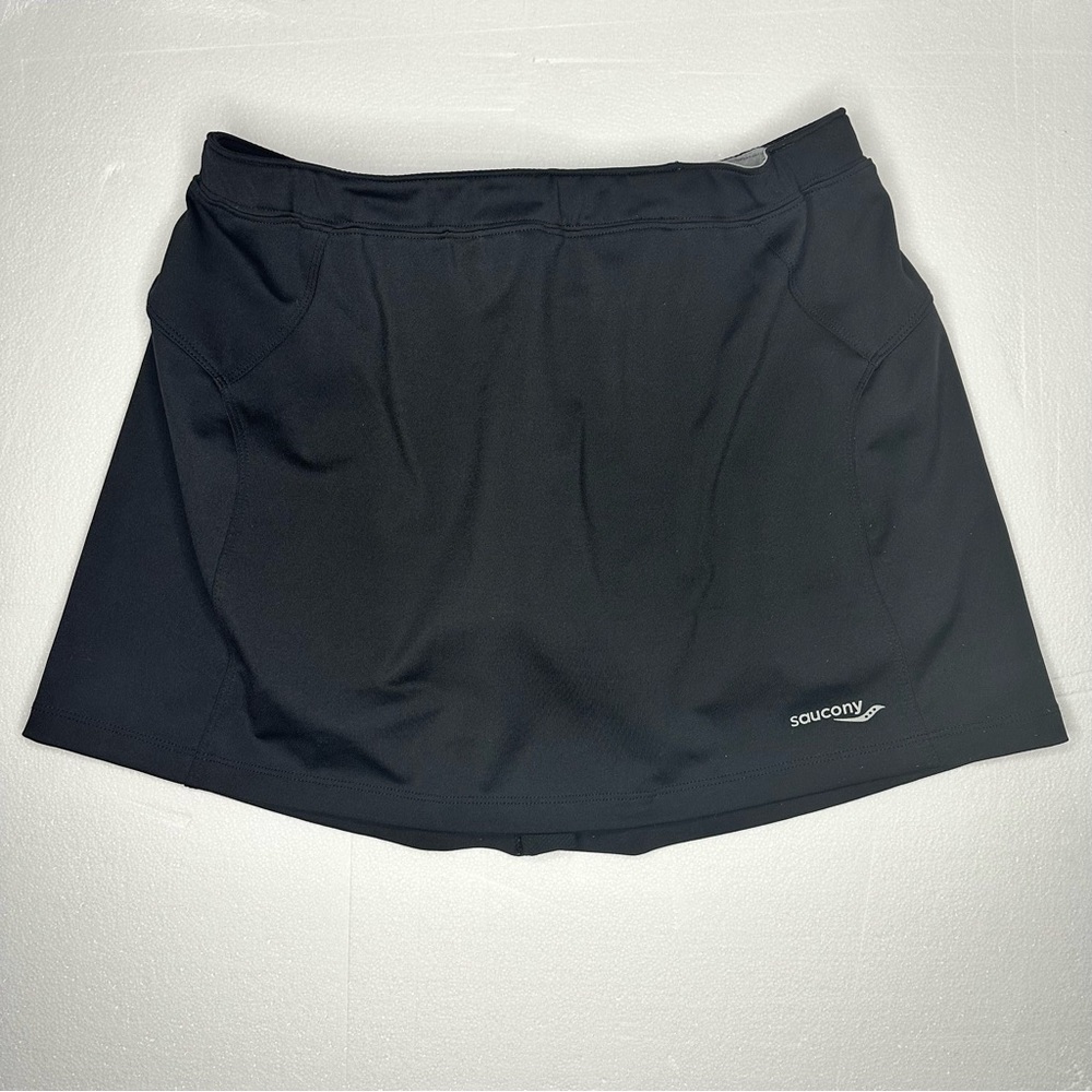SAUCONY Women’s Tennis Pickleball Golf Skirt Skort Medium Black Pocket Dri-Fit